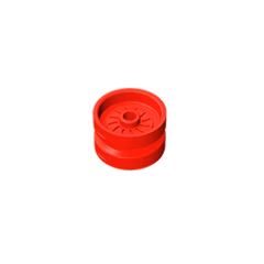 GOBRICKS GDS-1490 Wheel 18mm D. x 12mm with Axle Hole and Stud, Solid Brake Rotor Lines - YWOBB