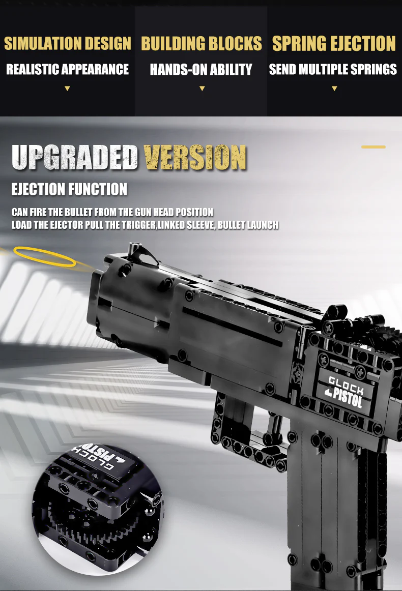 Mould King 14008 Glock Automatic Pistol - YWOBB