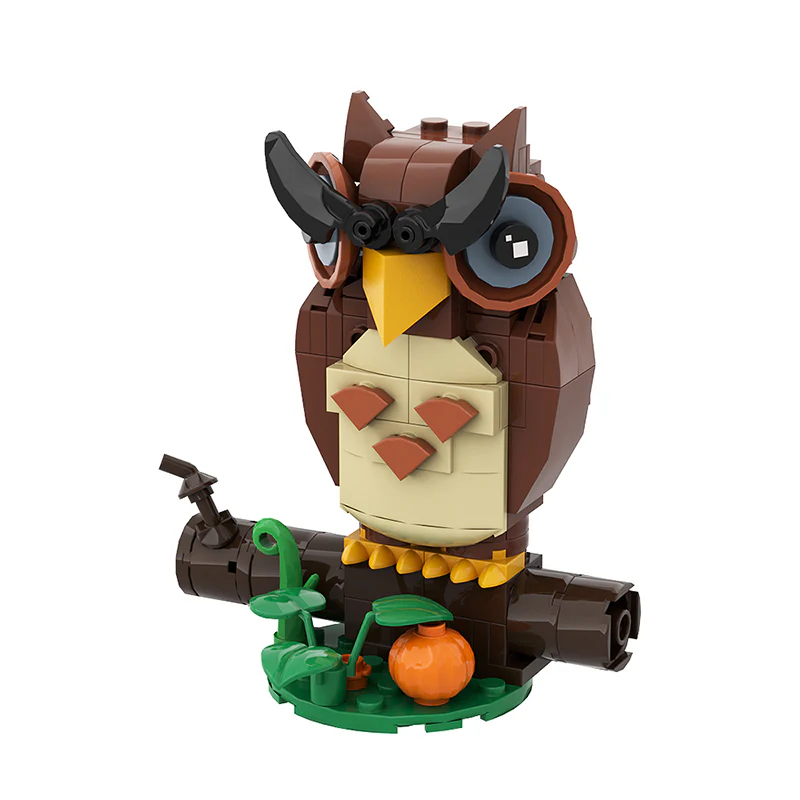 GOBRICKS MOC A0606Y01 Halloween Brickhead-Owl - YWOBB