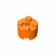 GOBRICKS GDS-607 Round 2 x 2 with Axle Hole - YWOBB