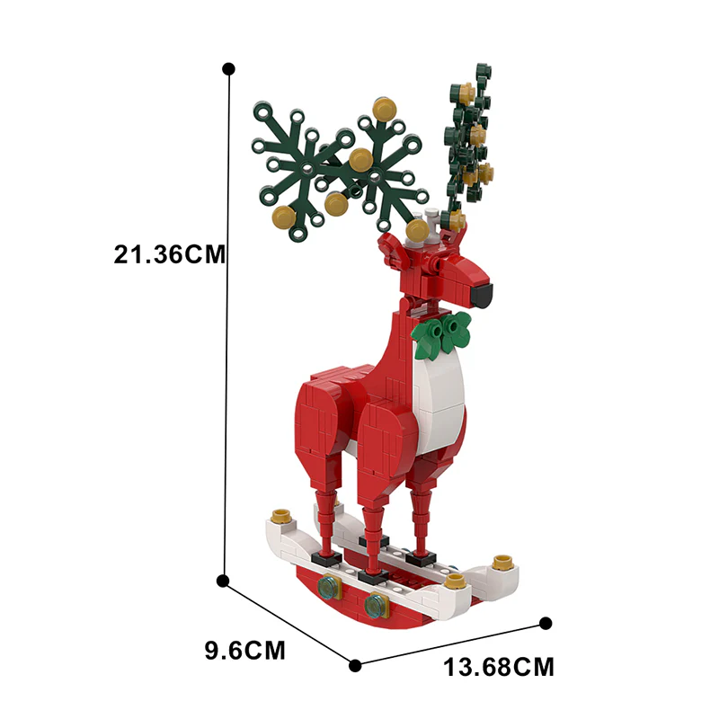 GOBRICKS MOC A0157Y01 Christmas Spirit Deer Ornament: Festive Red - YWOBB