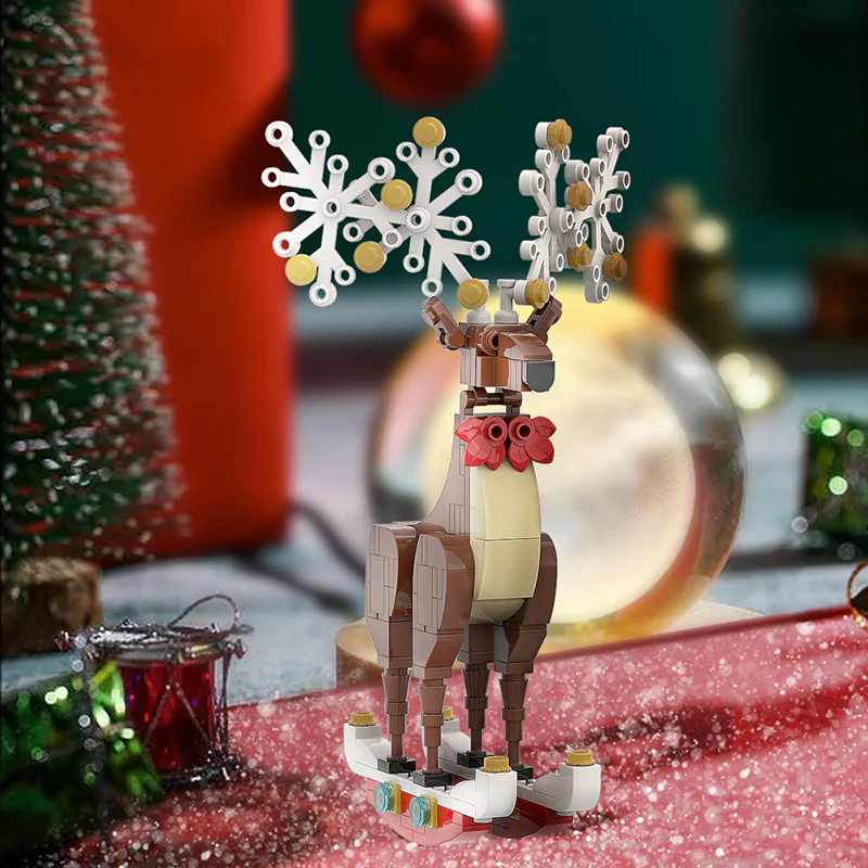 GOBRICKS MOC A0157Y02 Christmas spirit deer ornaments: natural brown - YWOBB