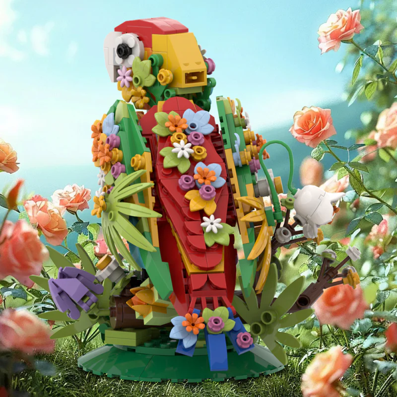 GOBRICKS MOC A1441 flower-talking bird - YWOBB