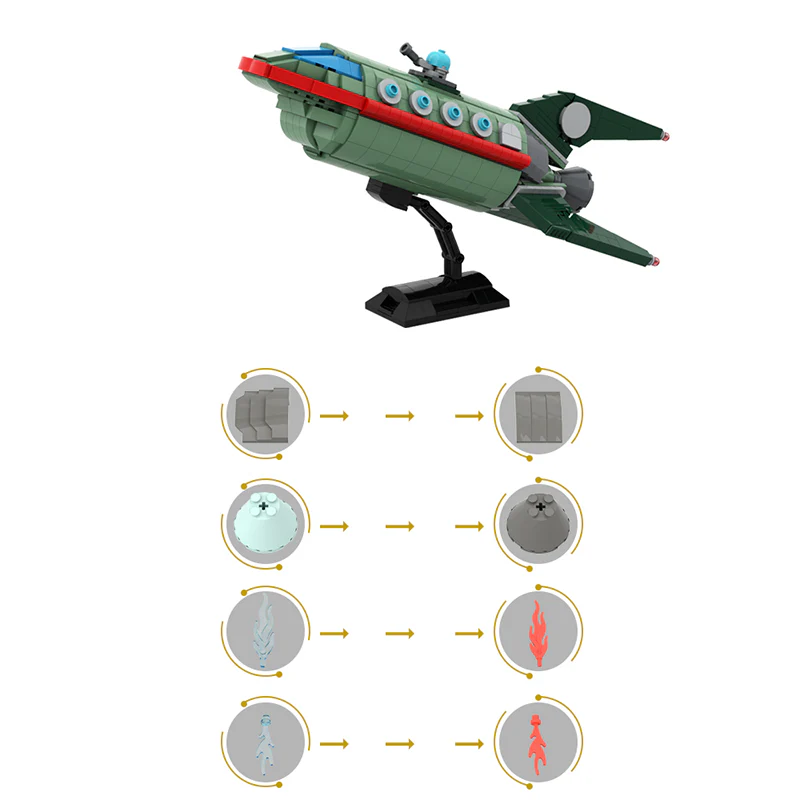 GOBRICKS MOC 82707 Planet Express Ship - YWOBB
