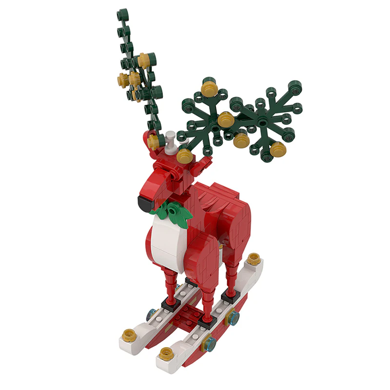 GOBRICKS MOC A0157Y01 Christmas Spirit Deer Ornament: Festive Red - YWOBB