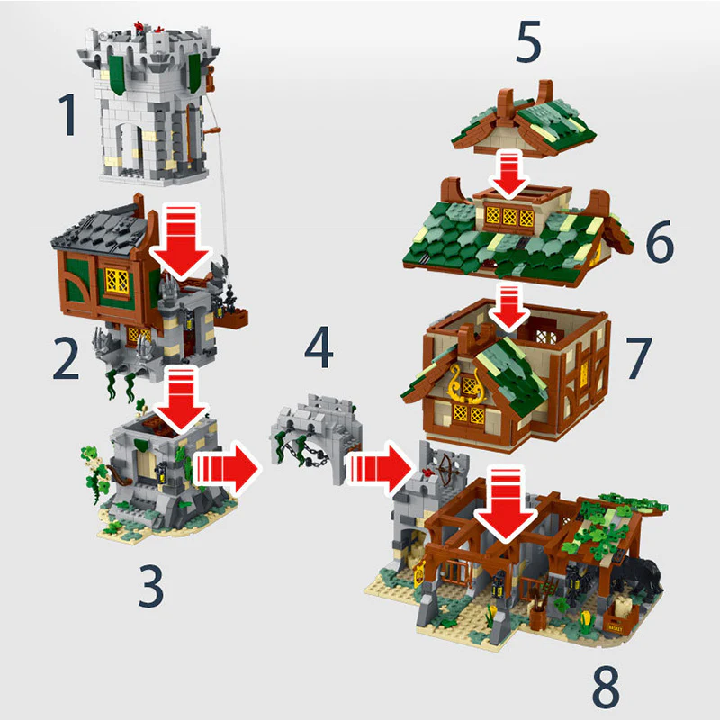 Mork 033001 MEDIEVAL Medieval Guard Tower and Stable - YWOBB