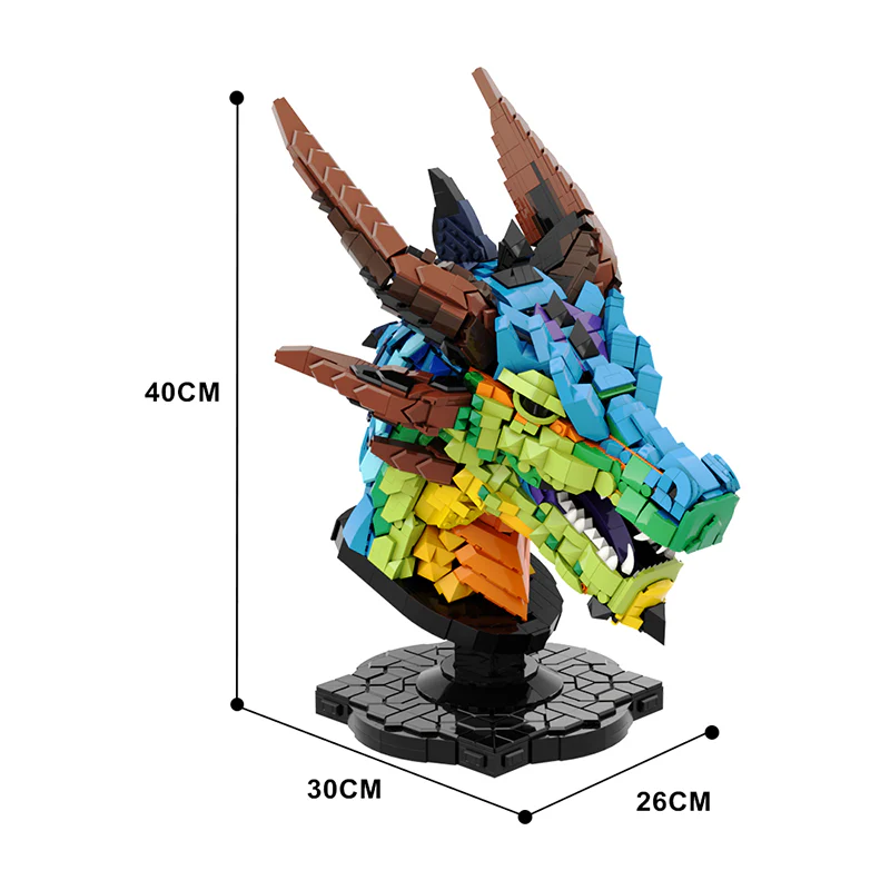 GOBRICKS MOC A1101Y01 Colorful dragon head (optimized version) - YWOBB