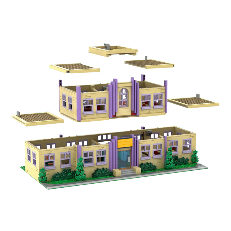 GOBRICKS MOC 177723 Modular Springfield Elementary School - YWOBB