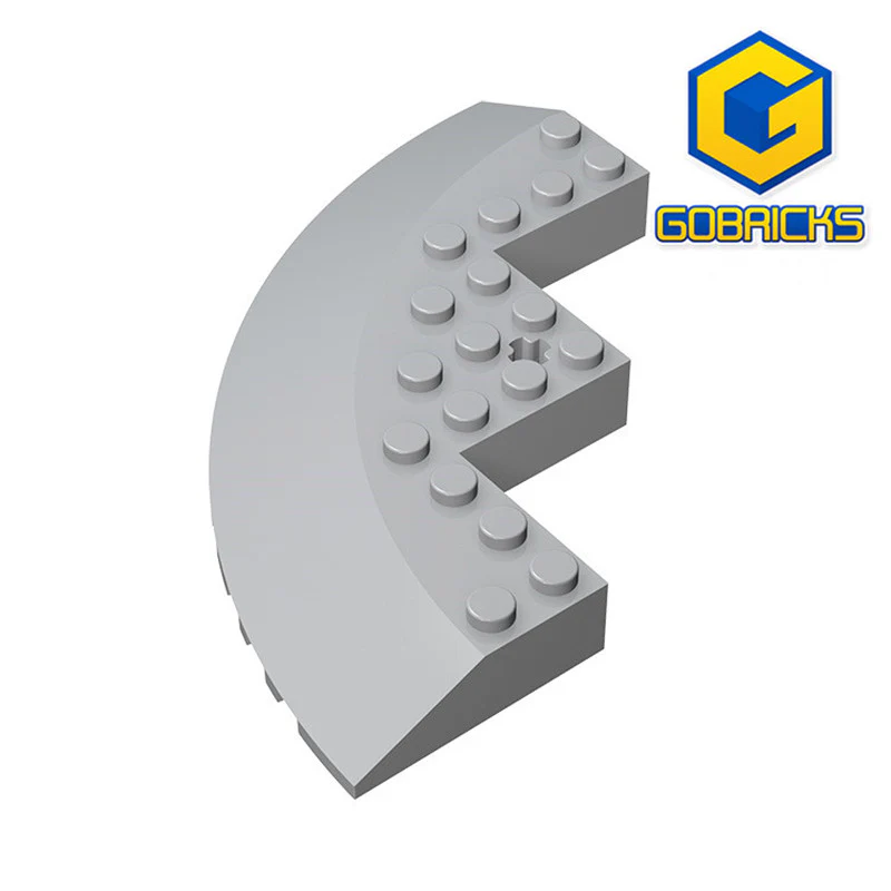 GOBRICKS GDS-1223 Round Corner 10 x 10 with Slope 33 Edge, Axle Hole, Facet Cutout - YWOBB