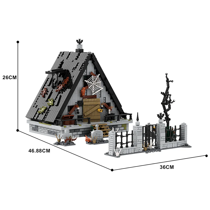 GOBRICKS MOC A0242 Halloween A frame house - YWOBB