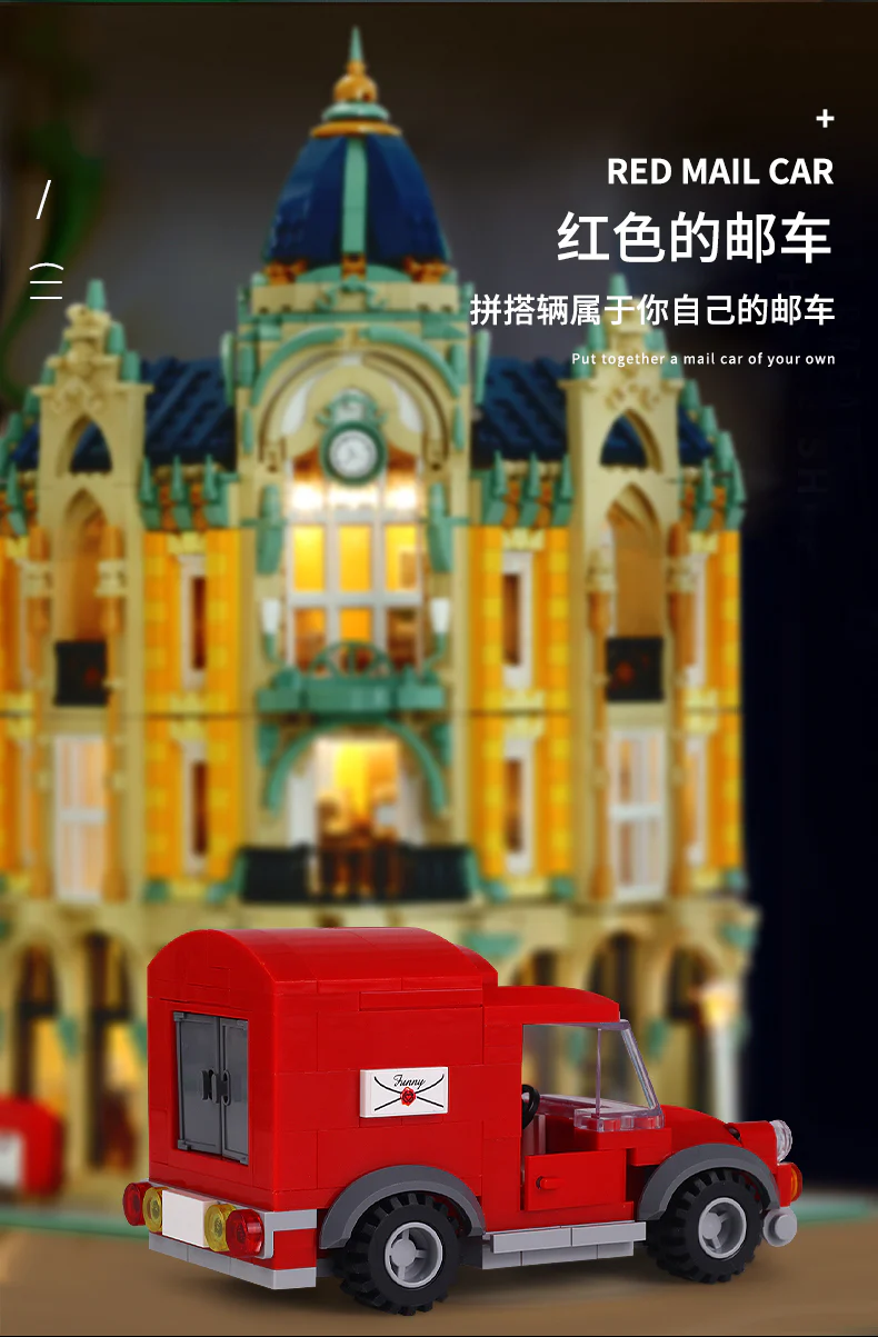 Mould King 16010 Conrer Post Office with LED lights - YWOBB
