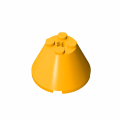 GOBRICKS GDS-1086 Cone 4 x 4 x 2 with Axle Hole - YWOBB