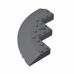 GOBRICKS GDS-1223 Round Corner 10 x 10 with Slope 33 Edge, Axle Hole, Facet Cutout - YWOBB