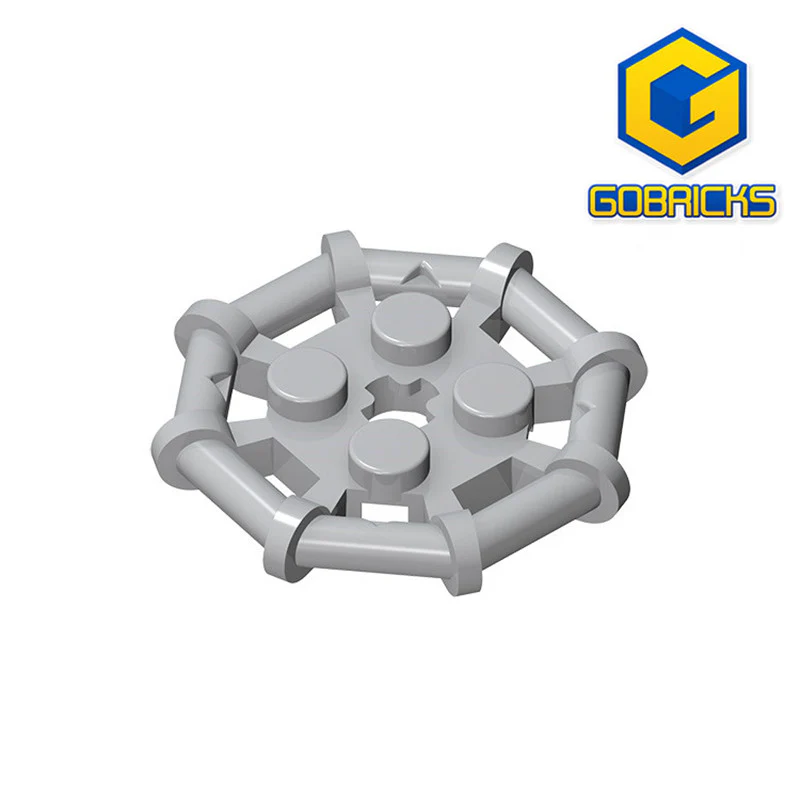 GOBRICKS GDS-1075 Modified 2 x 2 with Bar Frame Octagonal, Reinforced, Completely Round Studs - YWOBB