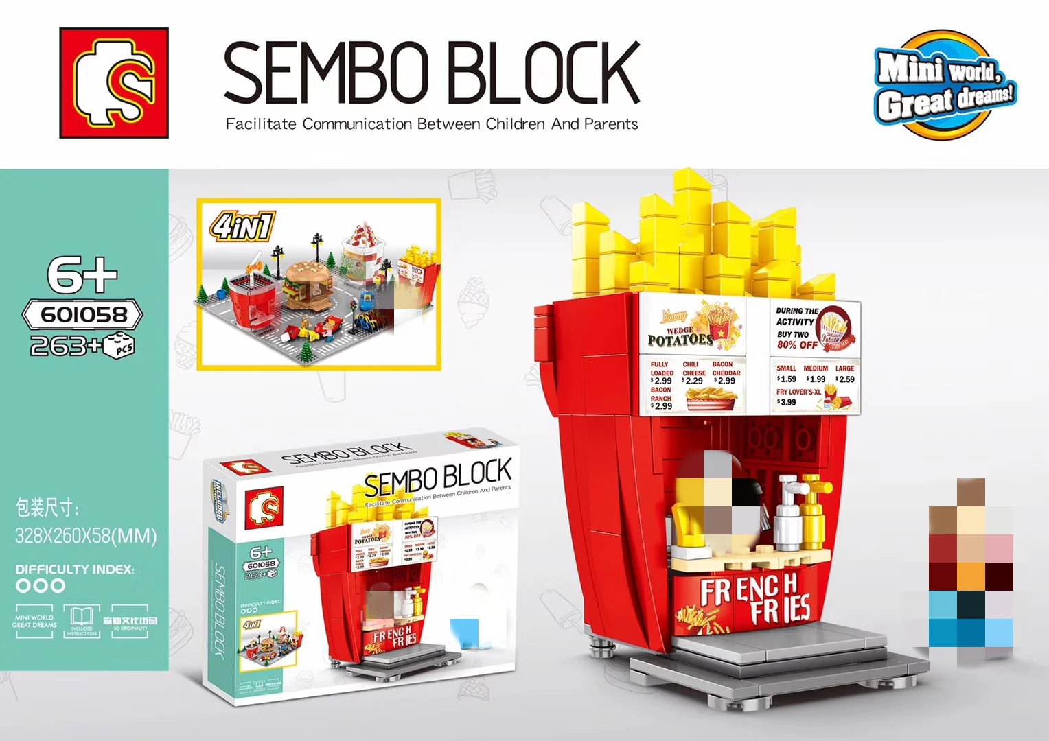 SEMBO 601055-601058 Mini Street Shop - YWOBB