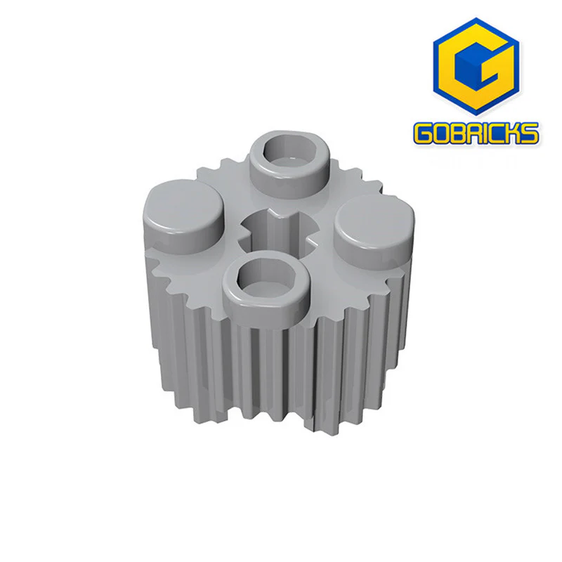 GOBRICKS GDS-748  Round 2 x 2 with Axle Hole and Grille / Fluted Profile - YWOBB