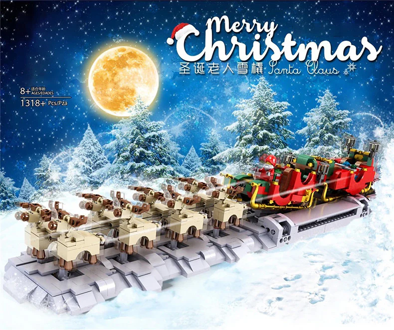 Mould King 10015 The Motorized Christmas Santa Sleigh - YWOBB