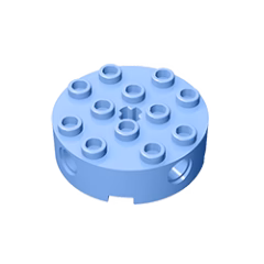 GOBRICKS GDS-951 Brick, Round 4 x 4 with 4 Side Pin Holes and Center Axle Hole - YWOBB