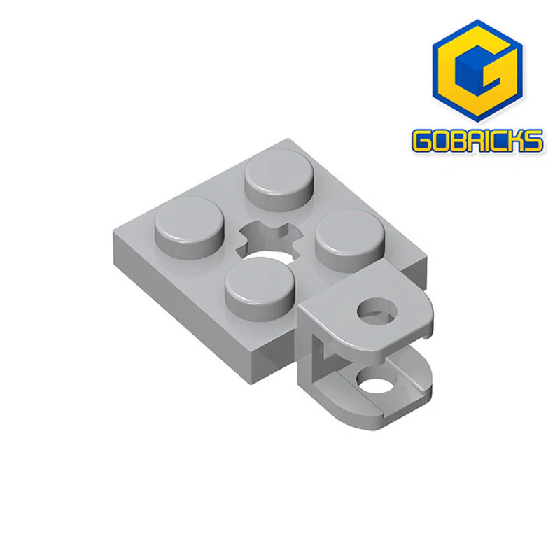 GOBRICKS GDS-1072 Modified 2 x 2 with Tow Ball Socket, Short, Flattened with Holes and Axle Hole in Center - YWOBB
