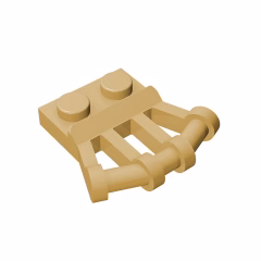 GOBRICKS GDS-771 Modified 1 x 2 with Angled Bar Handles on Side - Closed Ends - YWOBB