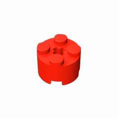 GOBRICKS GDS-607 Round 2 x 2 with Axle Hole - YWOBB