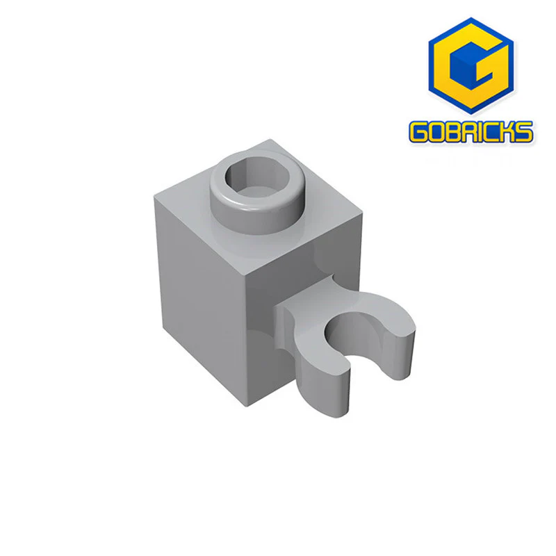 GOBRICKS GDS-647 Modified 1 x 1 with Open U Clip  - Solid Stud - YWOBB