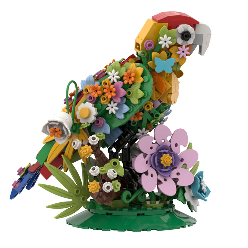 GOBRICKS MOC A1441 flower-talking bird - YWOBB