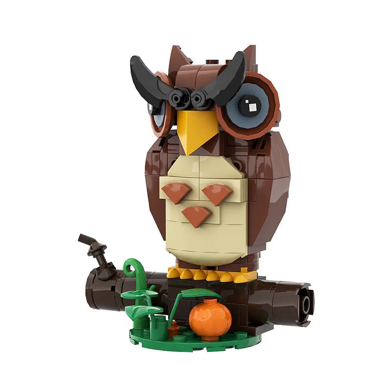 GOBRICKS MOC A0606Y01 Halloween Brickhead-Owl - YWOBB