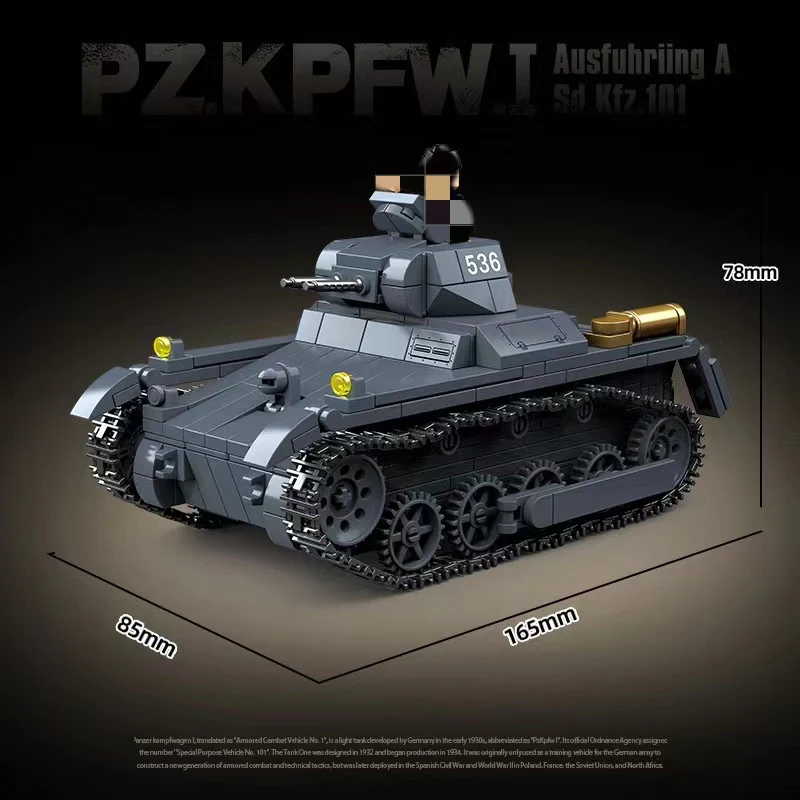 Quan Guan 100274 WWII Pz.Kpfw. I Tank - YWOBB