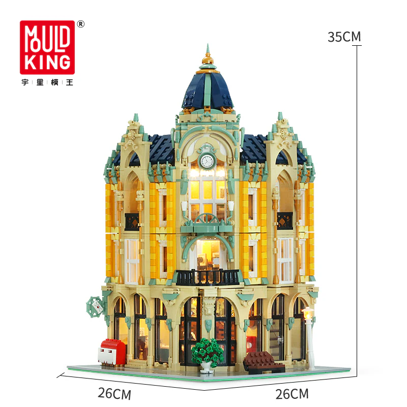 Mould King 16010 Conrer Post Office with LED lights - YWOBB