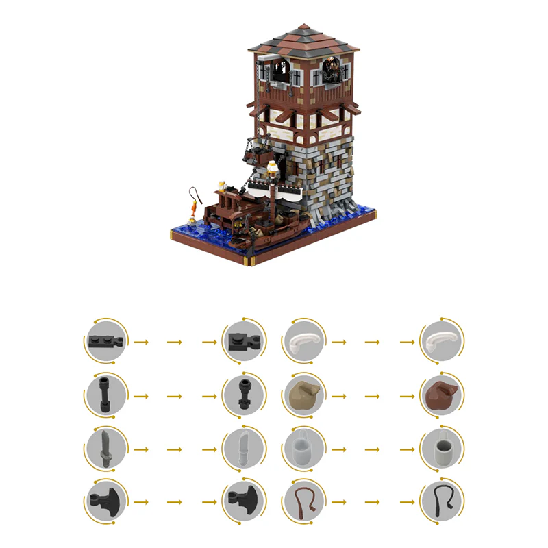 GOBRICKS MOC 126224 Medieval lighthouse - YWOBB
