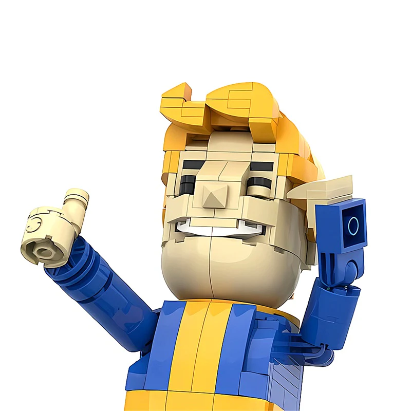 GOBRICKS MOC 179833 FALLOUT: Vault Boy posable desktop figurine with stand - YWOBB