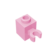 GOBRICKS GDS-647 Modified 1 x 1 with Open U Clip  - Solid Stud - YWOBB