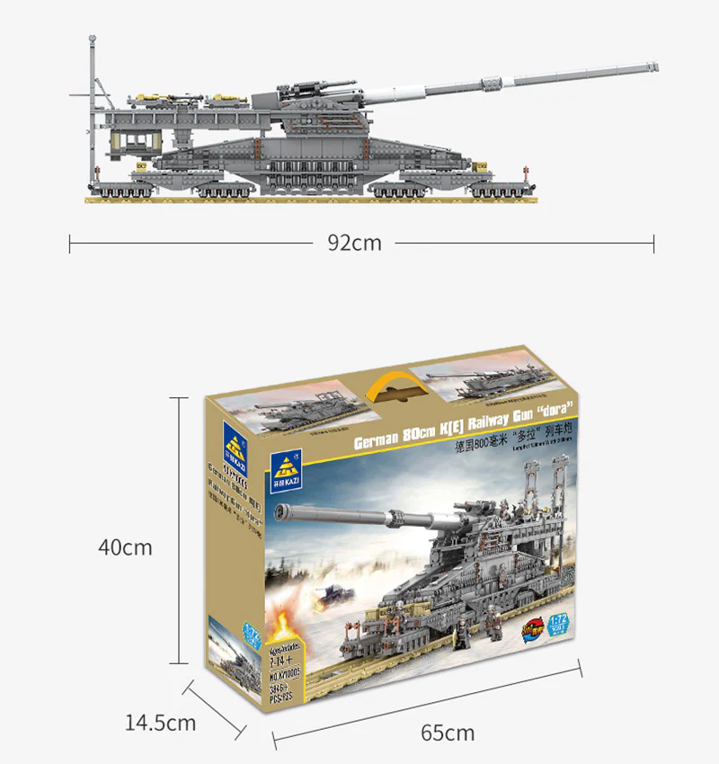 KAZI KY10005 1:72 German 80cm H[E] Railway Gun 