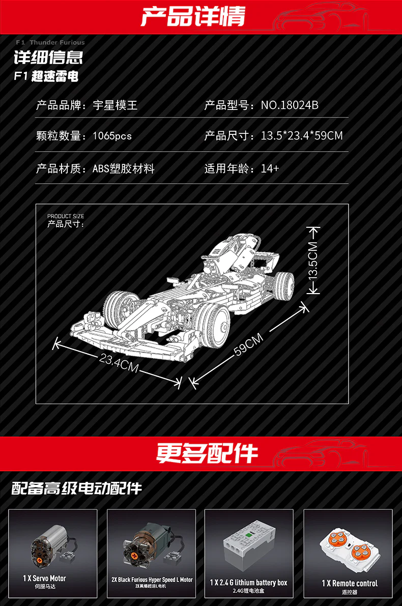 Mould King 18024B F1 Thunder Furious - YWOBB