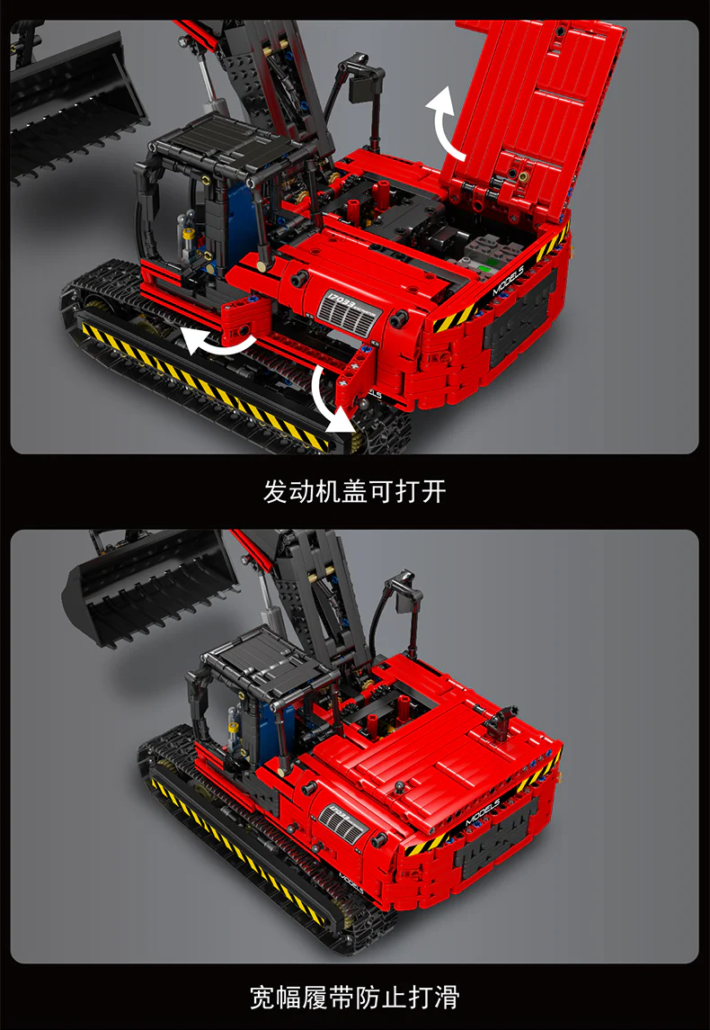 Mould King 17033 RC Red Mechanical Excavator - YWOBB
