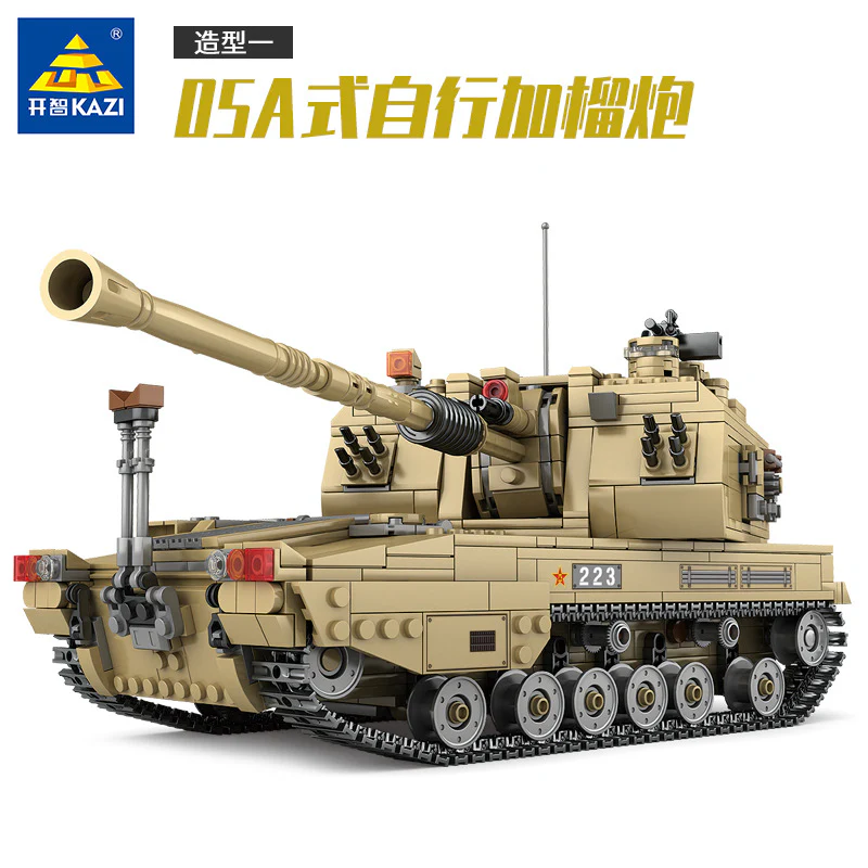 KAZI KY10007 1:28 Type 05A Self-propelled Howitzer and PHZ10 Self-propelled Rocket Launcher Tank 2 Models in 1 - YWOBB