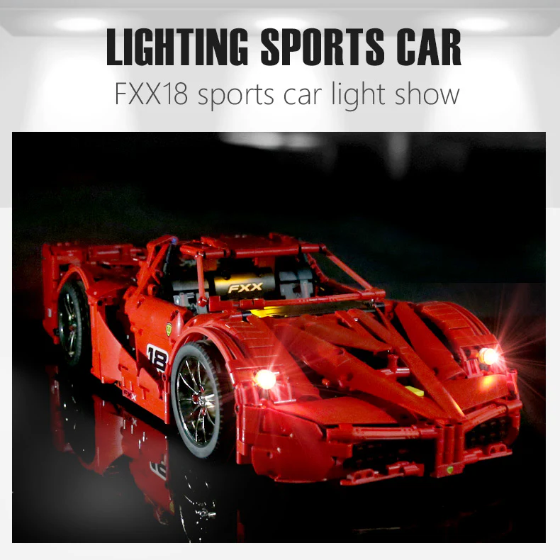 Mould King 13085 RC 1:8 FXX Sport Racing Car with LED light kits - YWOBB