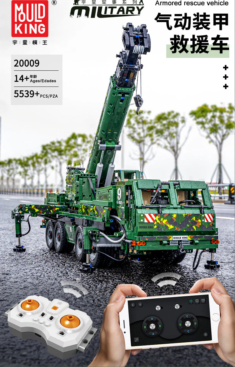 Mould King 20009 Armored Recovery Crane G-BKF OVP EU Warehouse Version - YWOBB