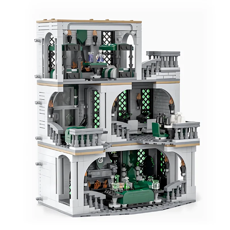 GOBRICKS MOC 154155 Slytherin Common Room and Dorm - YWOBB