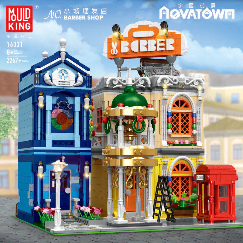 Mould King 16031 Barber Shop with LED lights - YWOBB