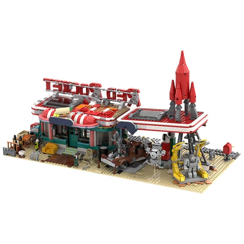 GOBRICKS MOC 180677 Red Rocket Modular Gas Station from Fallout - YWOBB
