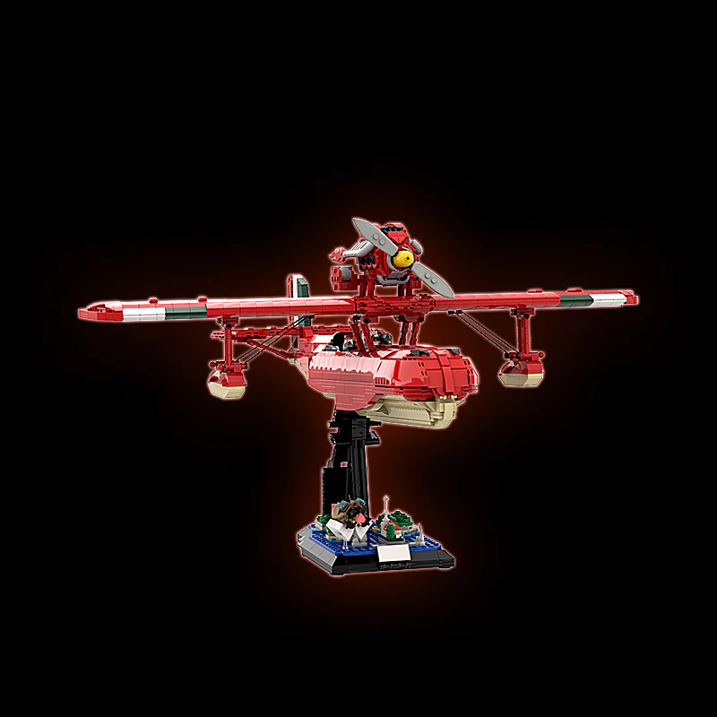 GOBRICKS MOC 172829 Porco Rosso Savoia S.21 Folgore + Stand - YWOBB