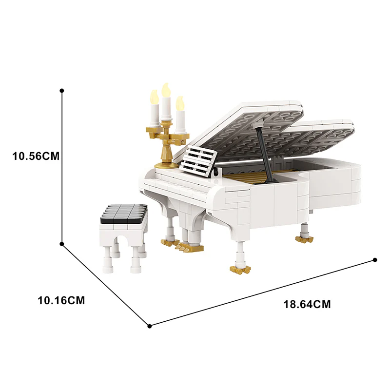GOBRICKS MOC A0835Y01 piano (white) - YWOBB