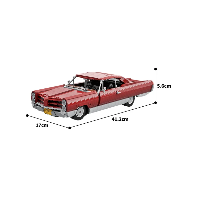 GOBRICKS MOC 159333 Pontiac Bonneville 1966 Dark Red - YWOBB