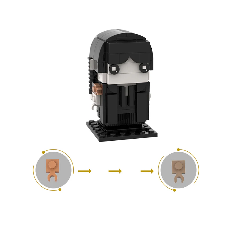 GOBRICKS MOC 133649 Wednesday - School Uniform - Brickheadz - YWOBB