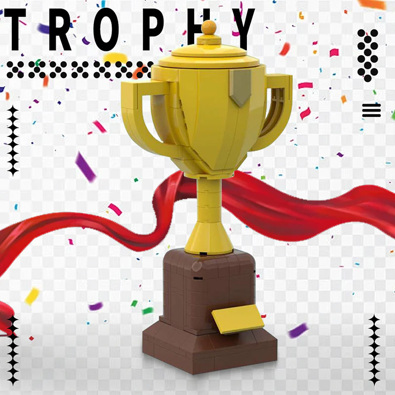 GOBRICKS MOC 142969 Large Yellow Trophy and Stand - YWOBB