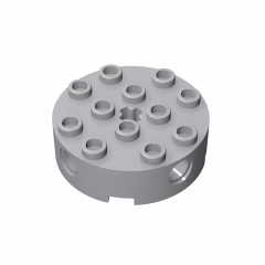 GOBRICKS GDS-951 Brick, Round 4 x 4 with 4 Side Pin Holes and Center Axle Hole - YWOBB