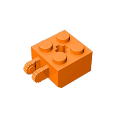 GOBRICKS GDS-1085 Hinge Brick 2 x 2 Locking with 2 Fingers Vertical and Axle Hole, 9 Teeth - YWOBB