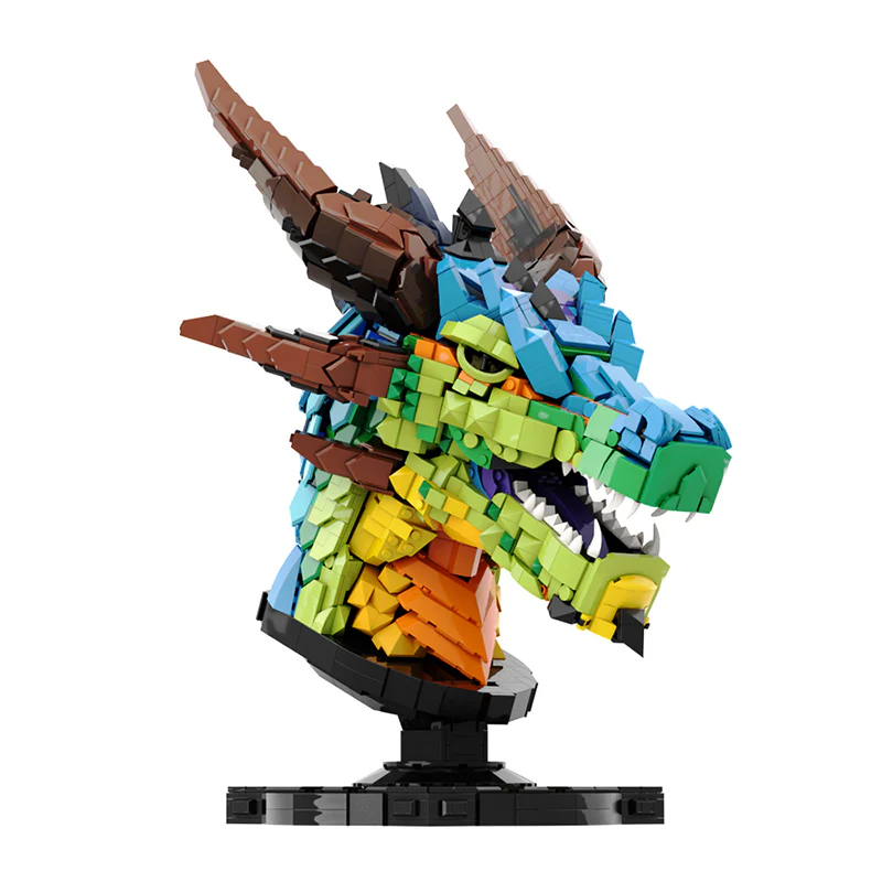 GOBRICKS MOC A1101Y01 Colorful dragon head (optimized version) - YWOBB